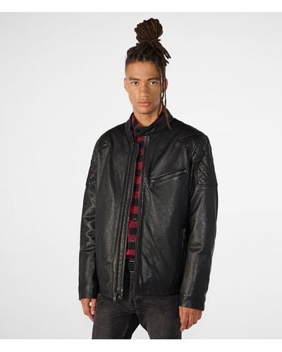 Wilsons Leather Weston Leather Jacket With Quilt Shoulder - Black