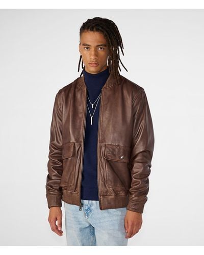 Wilsons Leather Miles Patch Pocket Bomber Jacket - Brown