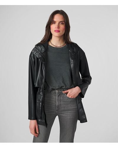 Wilsons Leather Jolie Hooded Oversized Rain Jacket - Black