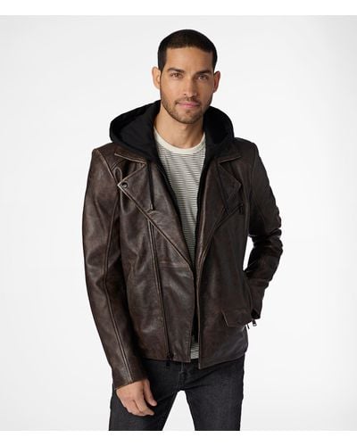 Wilsons Leather Jaxson Hooded Moto Jacket - Black