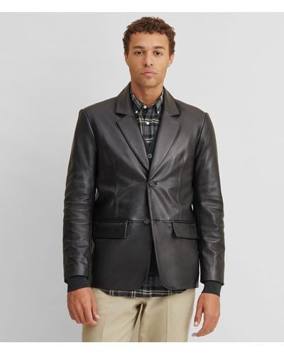 Wilsons Leather Two Button Genuine Leather Blazer - Black