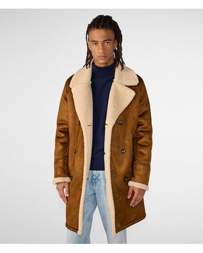 Wilsons Leather Faux Shearling Car Coat - Brown