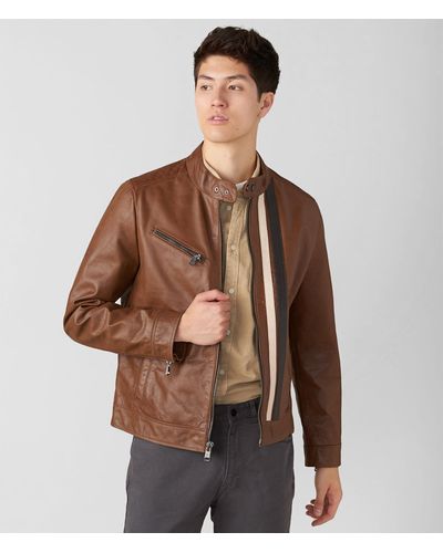 Wilsons Leather Adam Leather Jacket With Multi Stripe - Brown