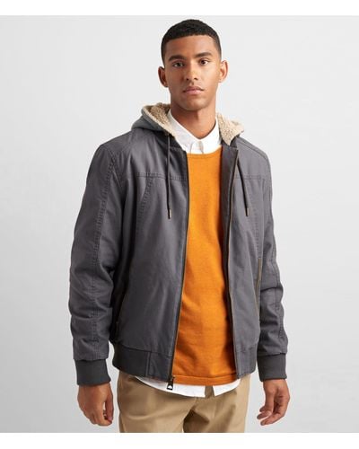 Wilsons Leather Hooded Canvas Jacket - Gray