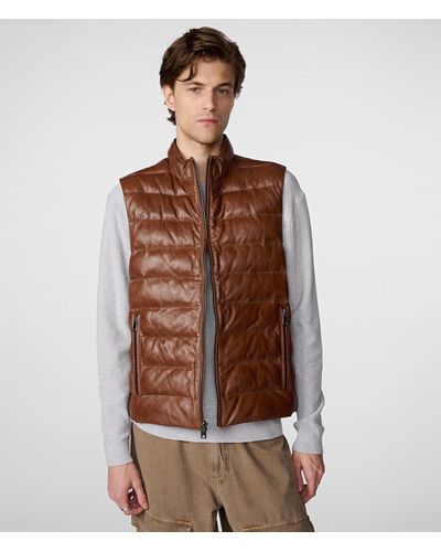 Wilsons Leather Max Distressed Leather Vest - Brown