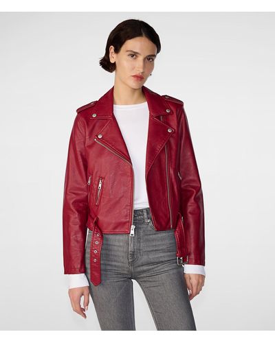 Wilsons Leather Faux Leather Moto Jacket - Red
