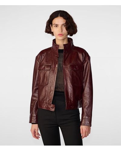 Wilsons Leather Diana Cropped Moto Jacket - Red
