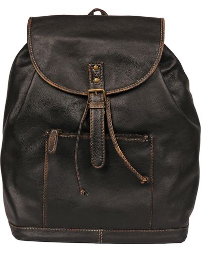 Wilsons Leather Black Rivet Leather Backpack W/ Contrast Stitch