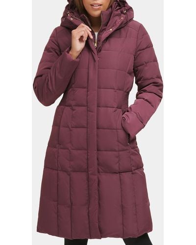 Wilsons Leather Puffer Walker Coat With Hood - Purple