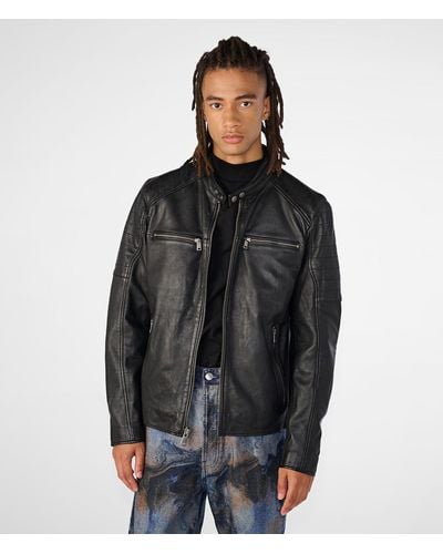 Wilsons Leather Lance Moto Leather Jacket - Black