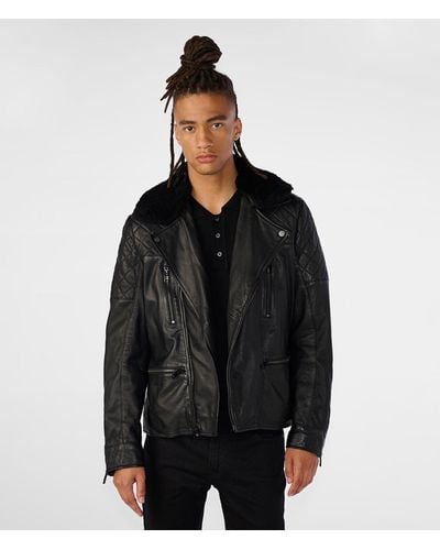 Wilsons Leather Leo Moto Jacket With Shearling - Black