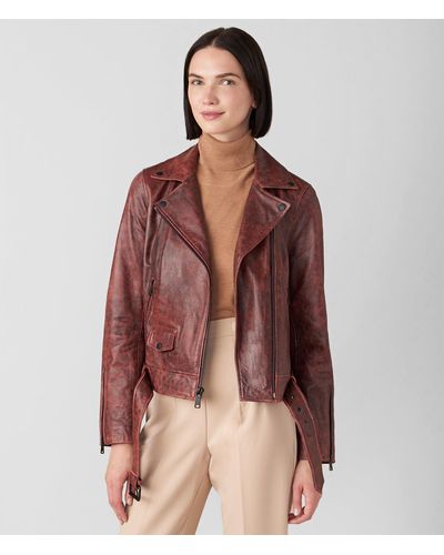 Wilsons Leather Alison Asymmetrical Belted Jacket - Red