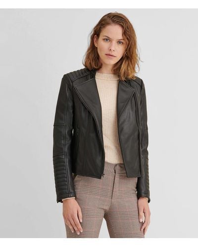 Wilsons Leather Alexis Quilted Leather Moto Jacket - Black