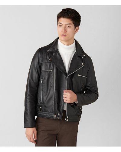 Wilsons Leather Connor Leather Moto With Shoulder Stitching - Black