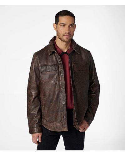 Wilsons Leather Nathan Genuine Leather Shirt Jacket - Brown