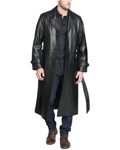 Wilsons Leather Oliver Belted Leather Trench Coat - Black