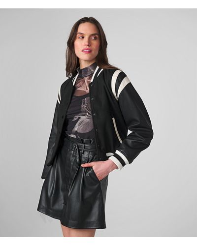 Wilsons Leather Fallon Varsity Jacket - Black