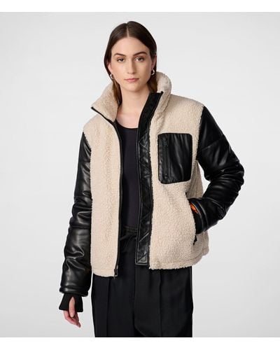 Wilsons Leather Faux Leather Sherpa Jacket - Black