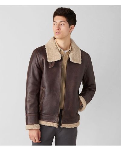 Wilsons Leather Ryan Leather Jacket With Fur Collar - Brown
