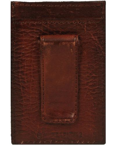 Wilsons Leather Slim Leather Money Clip W/ Credit Card Slots - Brown