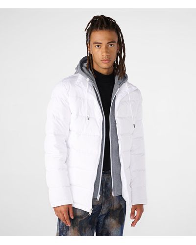 Wilsons Leather Hooded Puffer Jacket With Bib - White