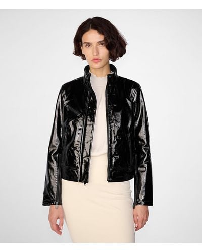Wilsons Leather Selena Shine Stand Collar Jacket - Black