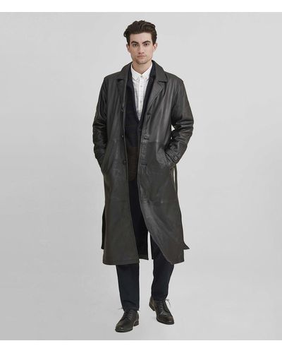 Wilsons Leather Oliver Belted Leather Trench Coat - Black