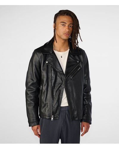 Wilsons Leather Charlie Leather Moto Jacket - Black