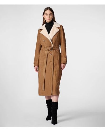 Wilsons Leather Savannah Faux Fur Trench - Brown