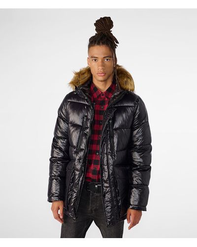 Wilsons Leather Faux Fur Hooded Puffer - Black
