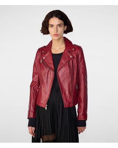Wilsons Leather Madeline Asymmetrical Leather Jacket - Red