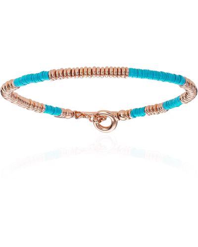 Double Bone Bracelets Blue African Beaded Bracelet With Rose Gold Beads