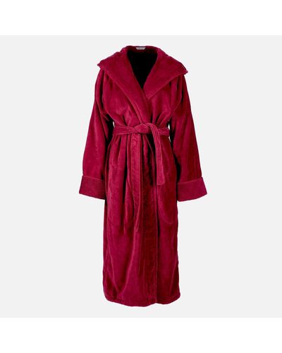 Pasithea Sleep Organic Cotton Hooded Robe - Red