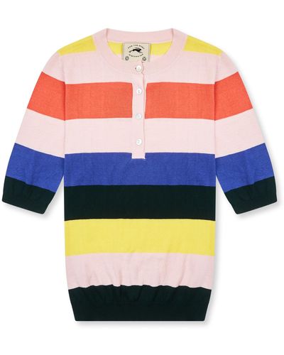 Burrows and Hare Knitted Polo Henley - Multicolour