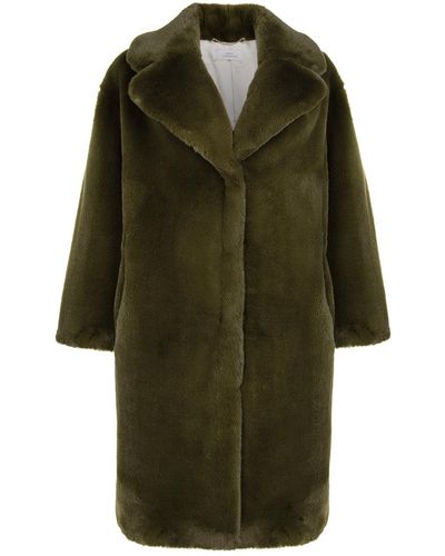 ISSY LONDON Greta Luxe Longline Faux Fur Coat Olive - Green