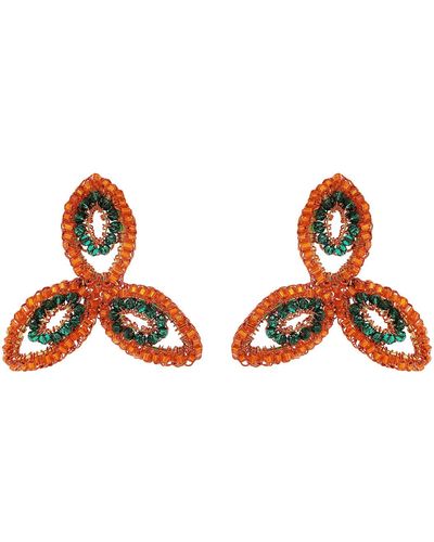 Lavish by Tricia Milaneze Mystic Amber Mix Triny Handmade Crochet Earrings - Orange