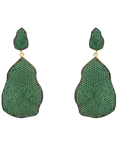LÁTELITA London St Tropez Drop Earrings Gold Emerald Cz - Green
