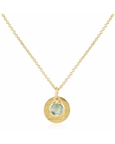 Auree Bali 9ct Gold March Birthstone Necklace Blue Topaz - Metallic