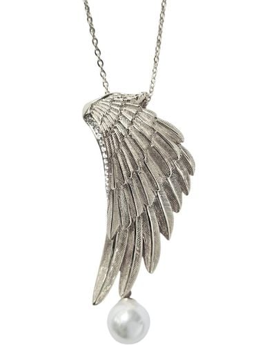 Janus Edinburgh Alata Large Guardian Angel Wing Sterling Necklace - Metallic