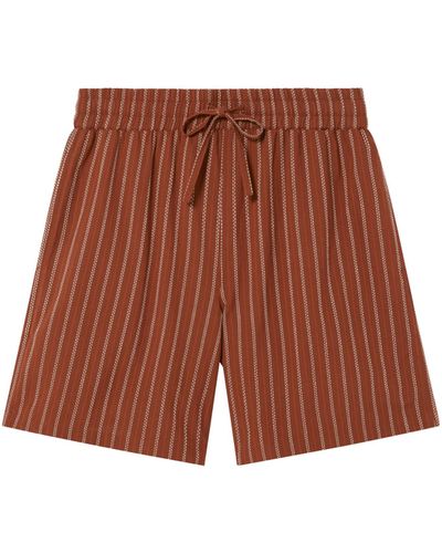 Thinking Mu Striped Henry Shorts - Red