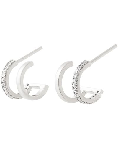 Cartilage Cartel Illusion Double huggie Stud Earrings - Metallic