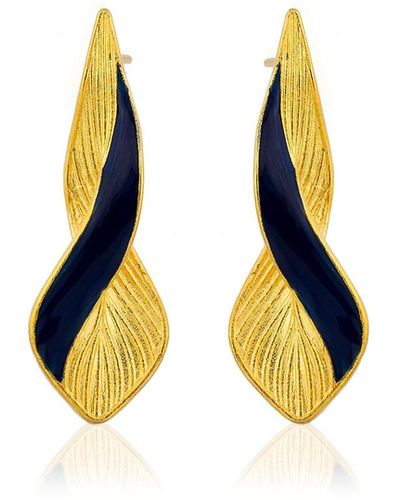 Milou Jewelry Navy & Gold Infinity Earrings - Metallic