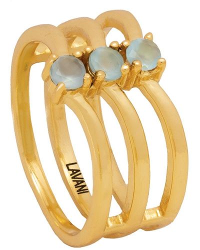 Lavani Jewels Aquamarine Triple Cotton Ring - Metallic