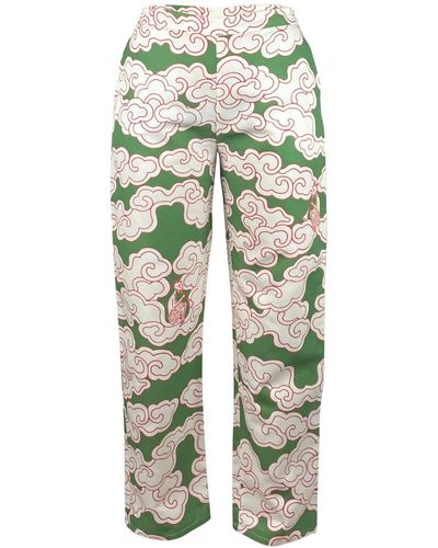 Wild Clouds Organic Cotton & Linen Clouds Trousers - Green