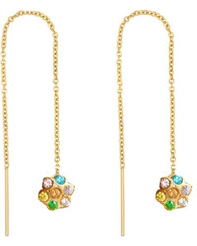 Lily Flo Jewellery Sundance Multi Gemstone Threader Earrings - Metallic
