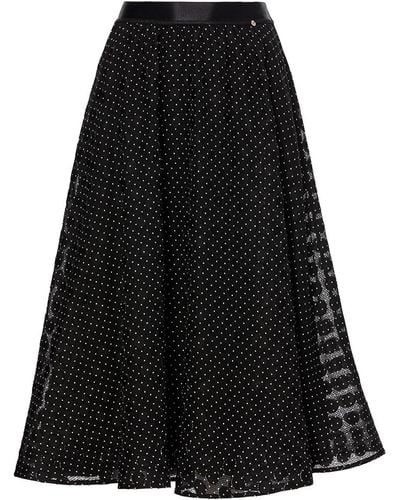 Nissa Polka Dots Midi Skirt - Black