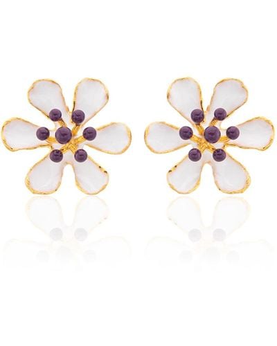 Milou Jewelry Scarlet Flower Earrings - White