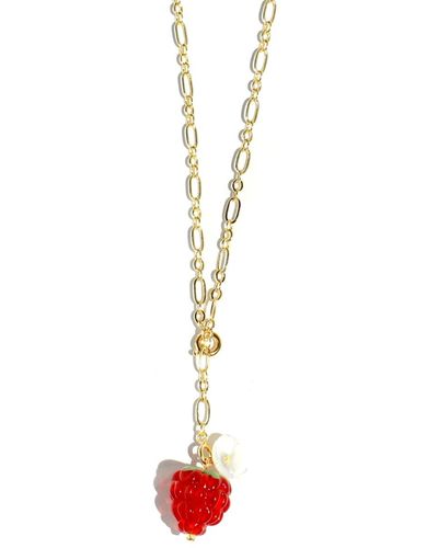 I'MMANY LONDON Very Berry Chain Necklace With Lampwork Glass Raspberry Pendant - White