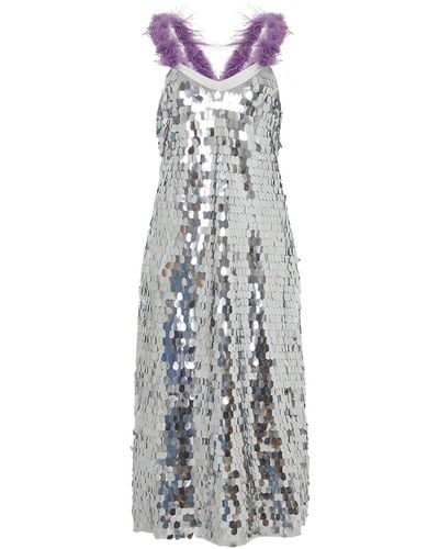 Nocturne Sequined Long Dress - White