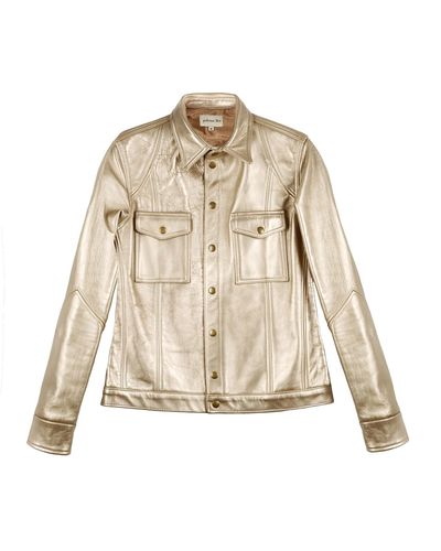 Paloma Lira Gold Leather Jacket - Natural